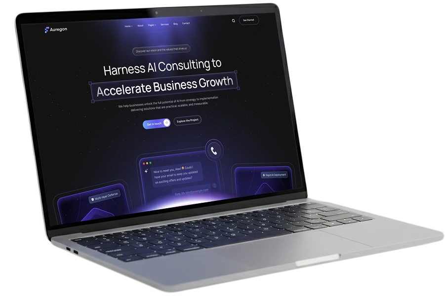 Modern business website design on desktop and mobile