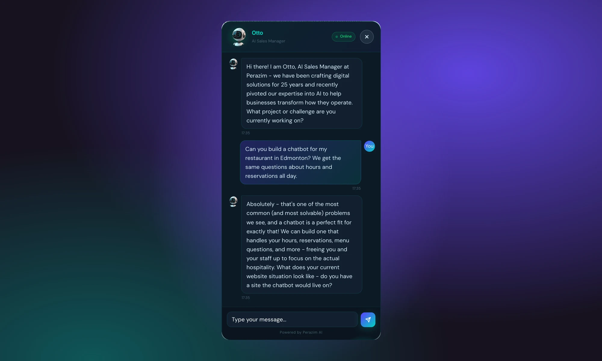 AI chatbot helping a customer on a business website